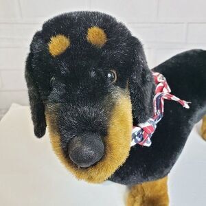 Aurora World Realist Black Dachshund Dog Plush 19" Stuffed Animal with Bandana